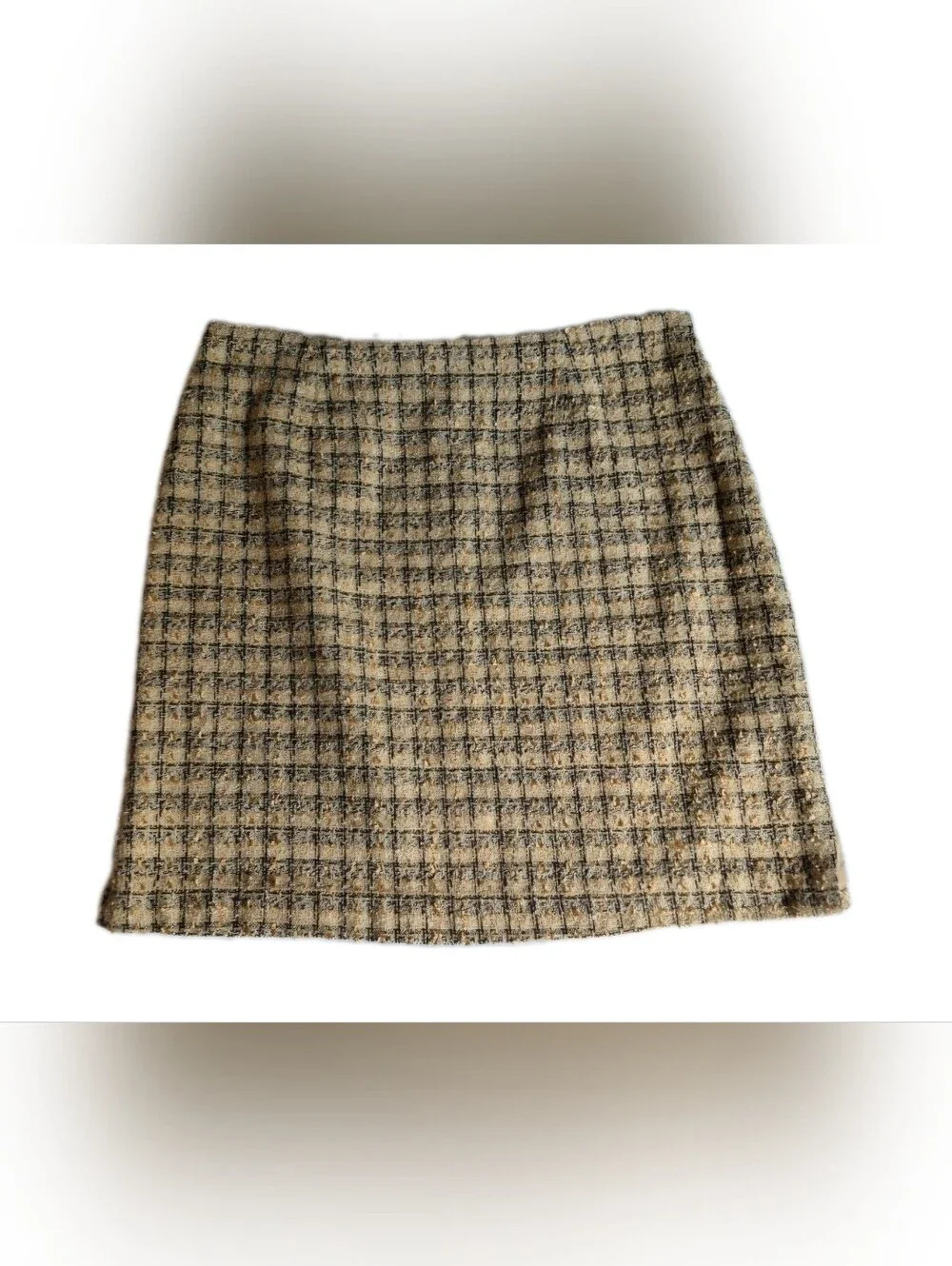 Studio C Beige and Black woven yarn tweed mini skirt Size 14